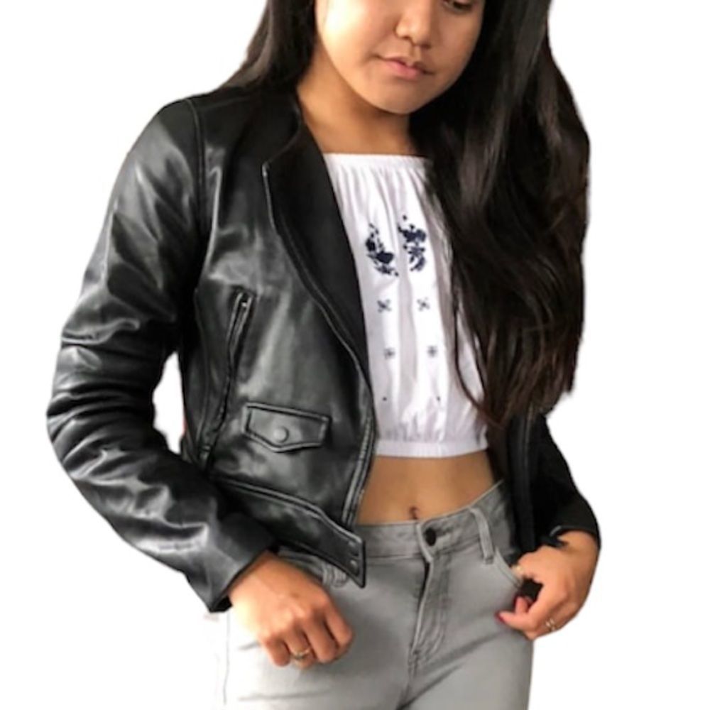 ❌SOLD❌H&M - Leather cropped jacket / Size: US 4 / Black leather